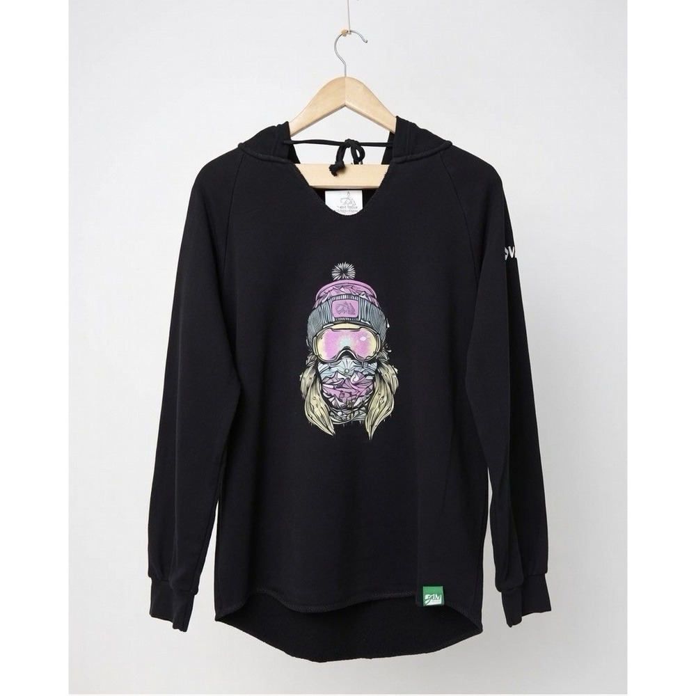 Wild Tribute Vail Ski Hoodie Womens M Black Graphic Pullover